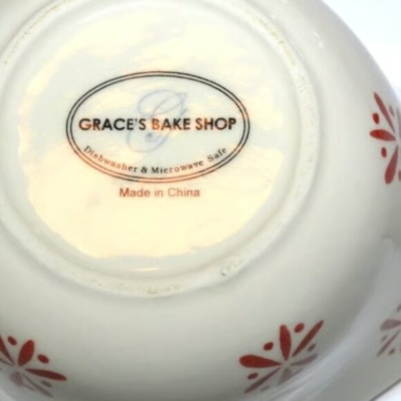 Grace's Bakeshop Set Of 4 Measuring Cups Red White Snowflake Design Ceramic - Picture 6 of 7